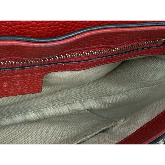 Gucci Soho Red Leather Medium Crossbody Bag with Chain Strap - Picture 15 of 16